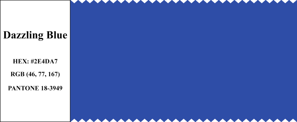 2014 - Pantone Color of the Year and Color Palettes: Dazzling Blue - Pantone 18-3949, Hex Code: #2E4DA7, RGB Code: 46, 77, 167